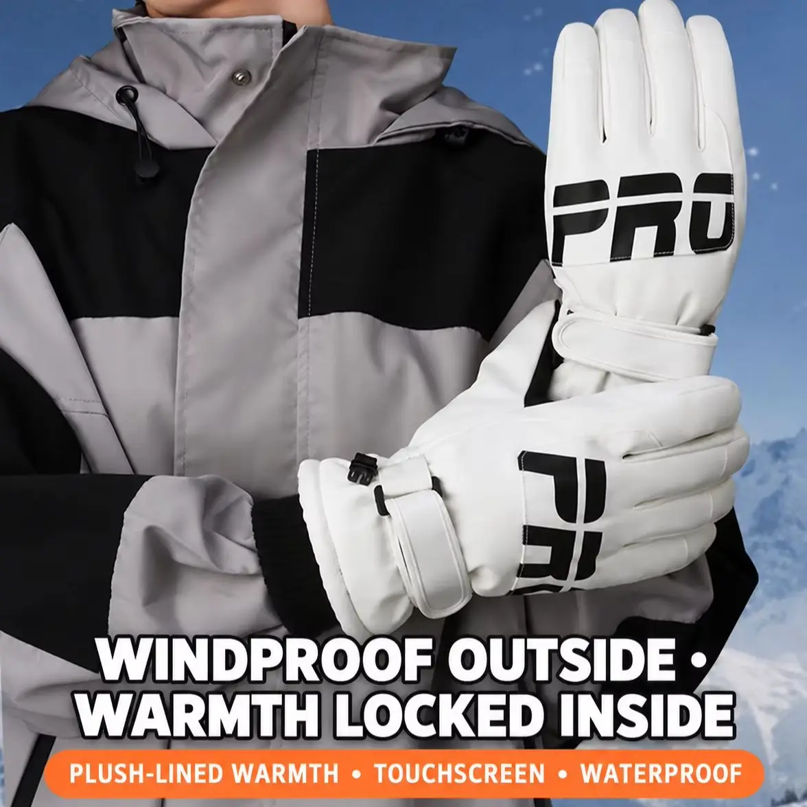 Men's Ski Gloves Winter-Ready Cold-Resistant Thick Fleece Lining Women's Cycling Gloves Skiing Touchscreen Compatible Outdoor.