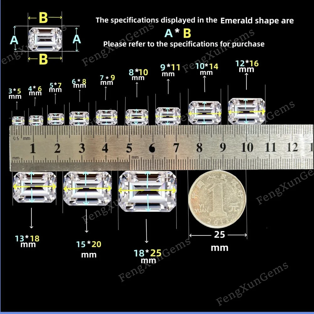 2x3~13x18 AAAAA Rectangle Shape Golden Yellow , Voilet,Olive , Purple, Black, Pink Cubic Zirconia Stone Loose cz