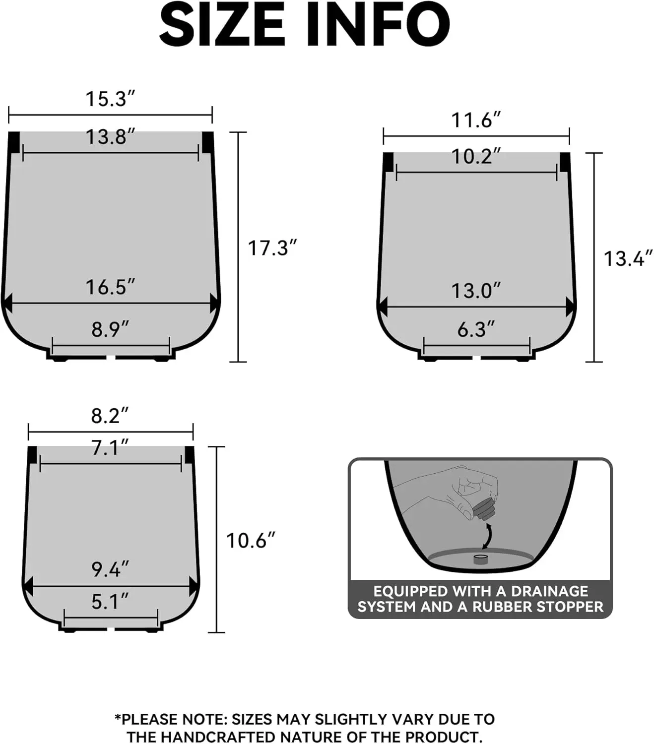 Outdoor and Indoor Home Garden Patio, Weathered Concrete Round Planter with Drainage Hole and Rubber Plug