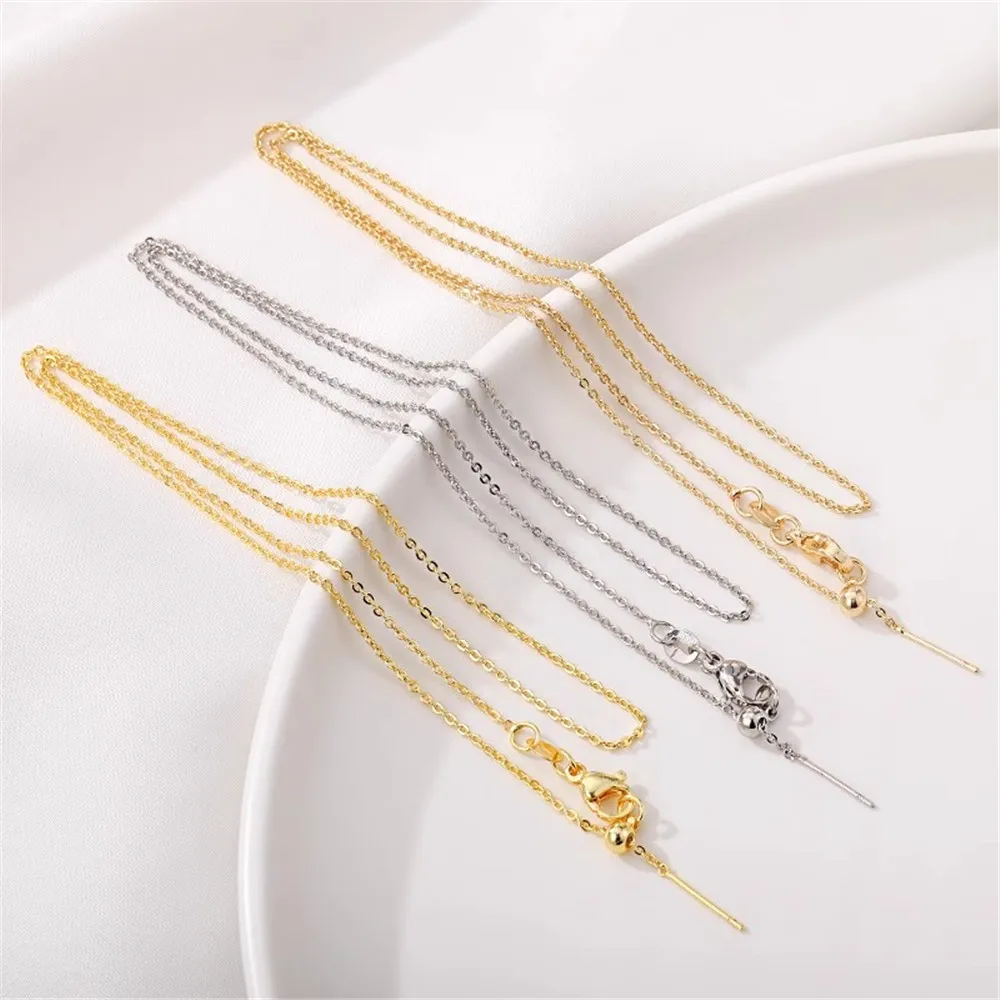 

18K Gold Wrapped Adjustable O-shaped Universal Necklace with Needle and Bead Chain DIY Handmade Necklace Accessory Materials