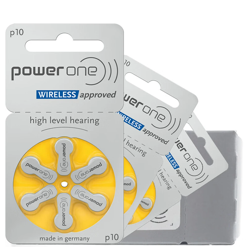 Powerone-Baterias para Aparelhos Auditivos de Desempenho, Baterias de Zinco P10, A10 10A 10 PR70, 60 pcs