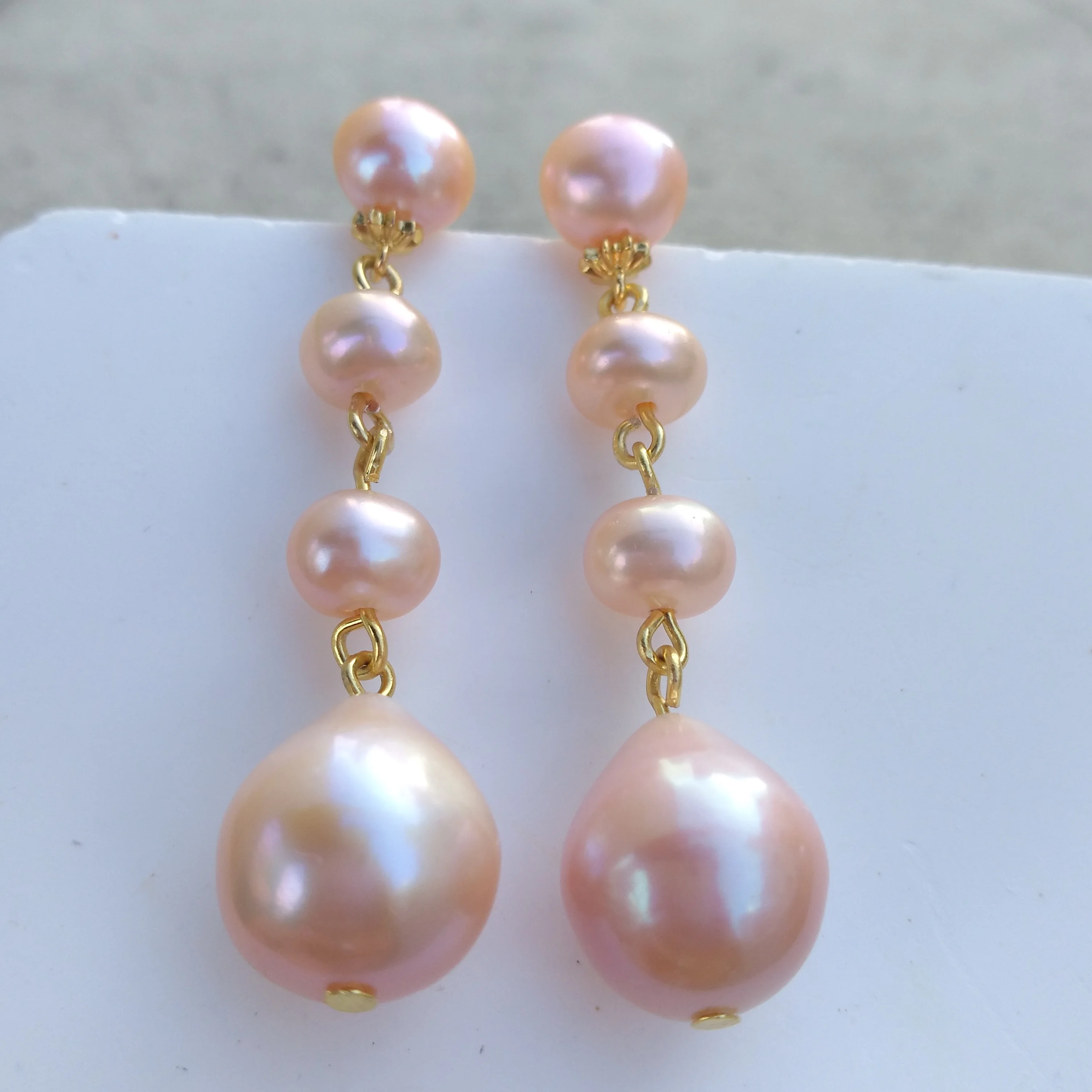 Design Pretty natural south seas pink purple Dangle/Drop pearl stud earrings Accept Customization