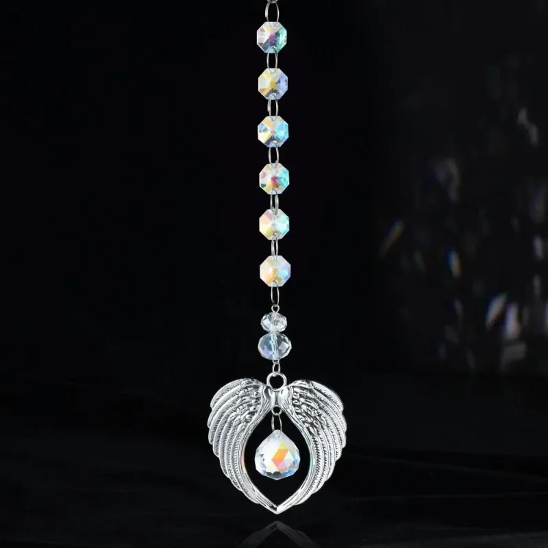 

Angel Wings Crystal Ball Pendant SunCatcher Wall Hangings Decor Rainbow Maker Outdoor Garden Window Decor