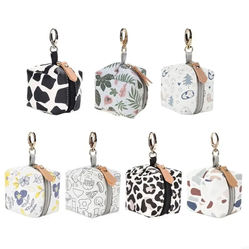 

W3JF Multifunction Pacifier Holder Bag PU Leather Pacifier Case Bag Holds 2 Pacifiers