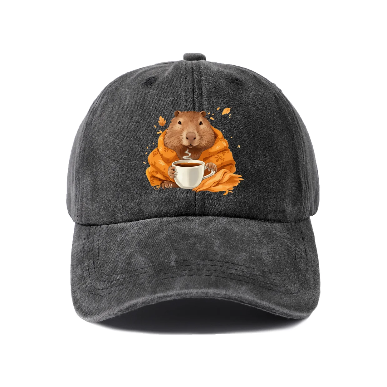 Squirrel Holding Coffee Graphic Vintage Washed Baseball Cap, Adjustable Unisex Dad Hat for Men and Women