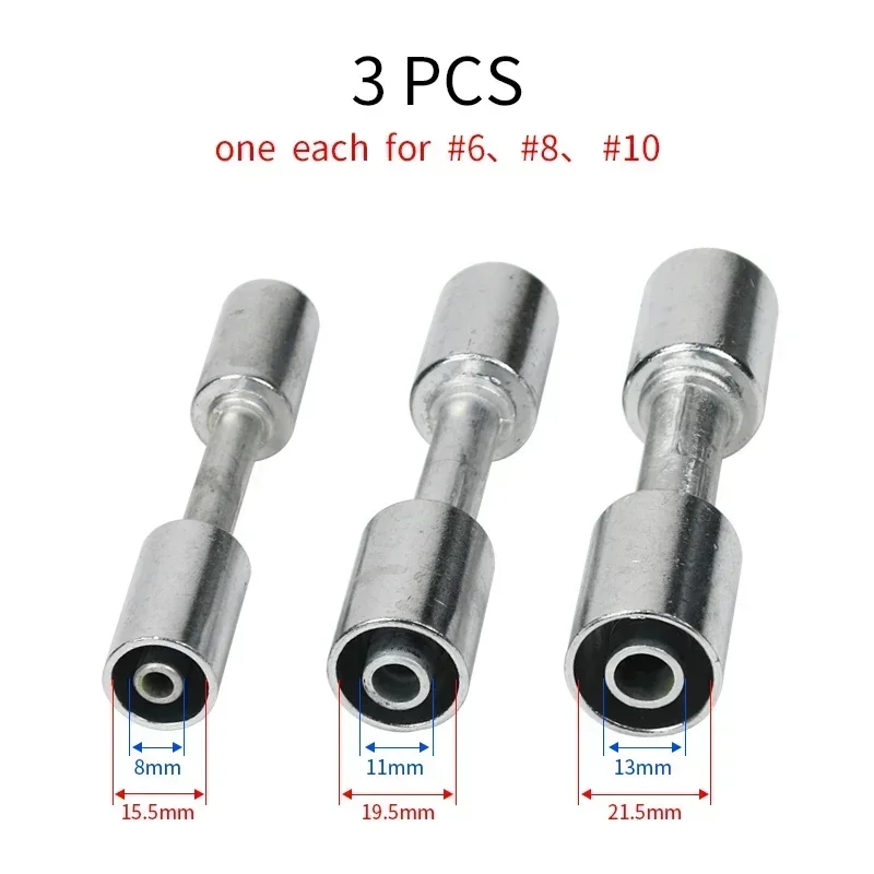 Car Air Conditioning Hose Retrofit Crimp Straight Fitting Aluminum Alloy #6 #8 #10 for A/C Reduced Barrier Hose 3/8 1/2 5/8