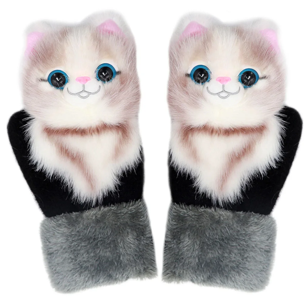 

1 Pair Warm Cat Gloves For Kids Soft Comfortable Winter Mitten Wear-Resistant Outdoor Wear-Resistant Gloves Travel