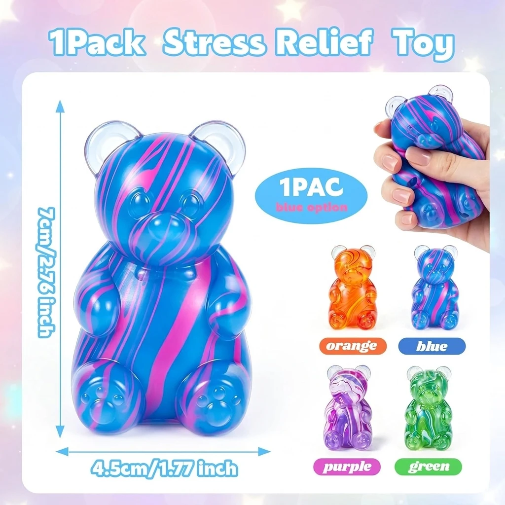 1Pcs Swirl Gummy Bear squishy toy Premium Gift Box SetGel Filled Maltose Squeeze Slow Rising Sensory Fidget Relief Toy