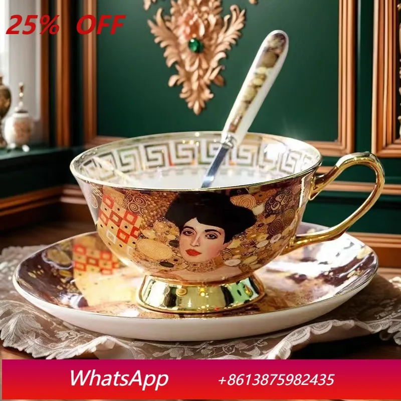 

LH retro gold-painted court exquisite light luxury afternoon tea bone china ceramic coffee cup and saucer