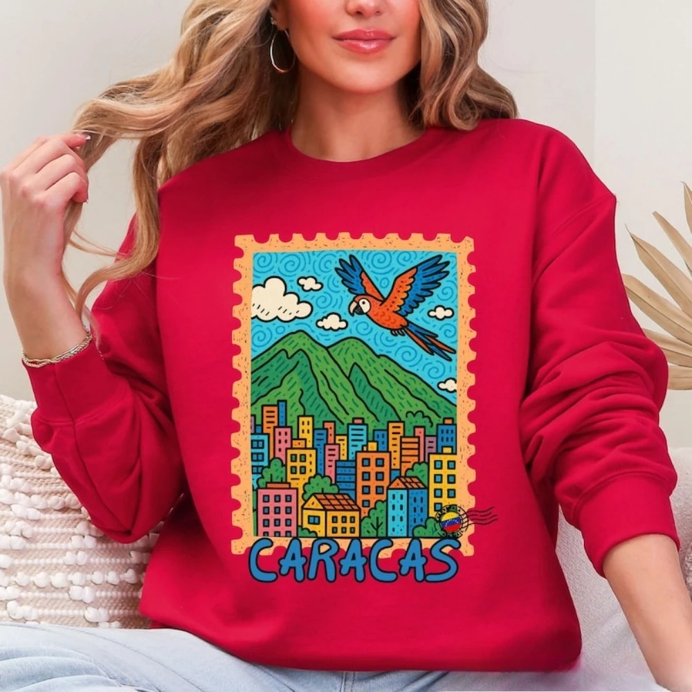 

Толстовка Caracas Venezuela, Венесуэльский подарок Caracas City, женский свитер, свитер с круглым вырезом для путешествий, толстовка большого размера для влюбленных