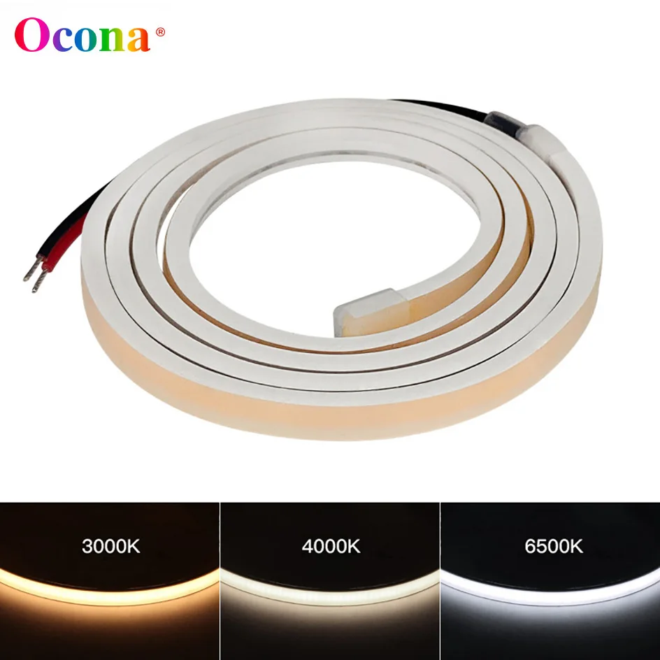 6mm*4mm Powerful COB Neon Recessed LED Strip Lighting For Home Decor Waterproof Outdoor Garden Car Sign DIY Dimmable DC 12V