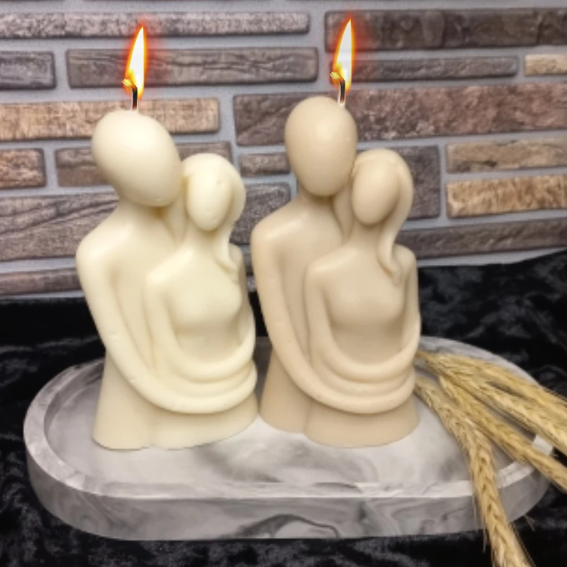 Large 3D Romantic Couple Portrait Lovers Silicone Candle Mold Carving Art Aromatherapy Plaster Home Decor Mould Wedding Gifts