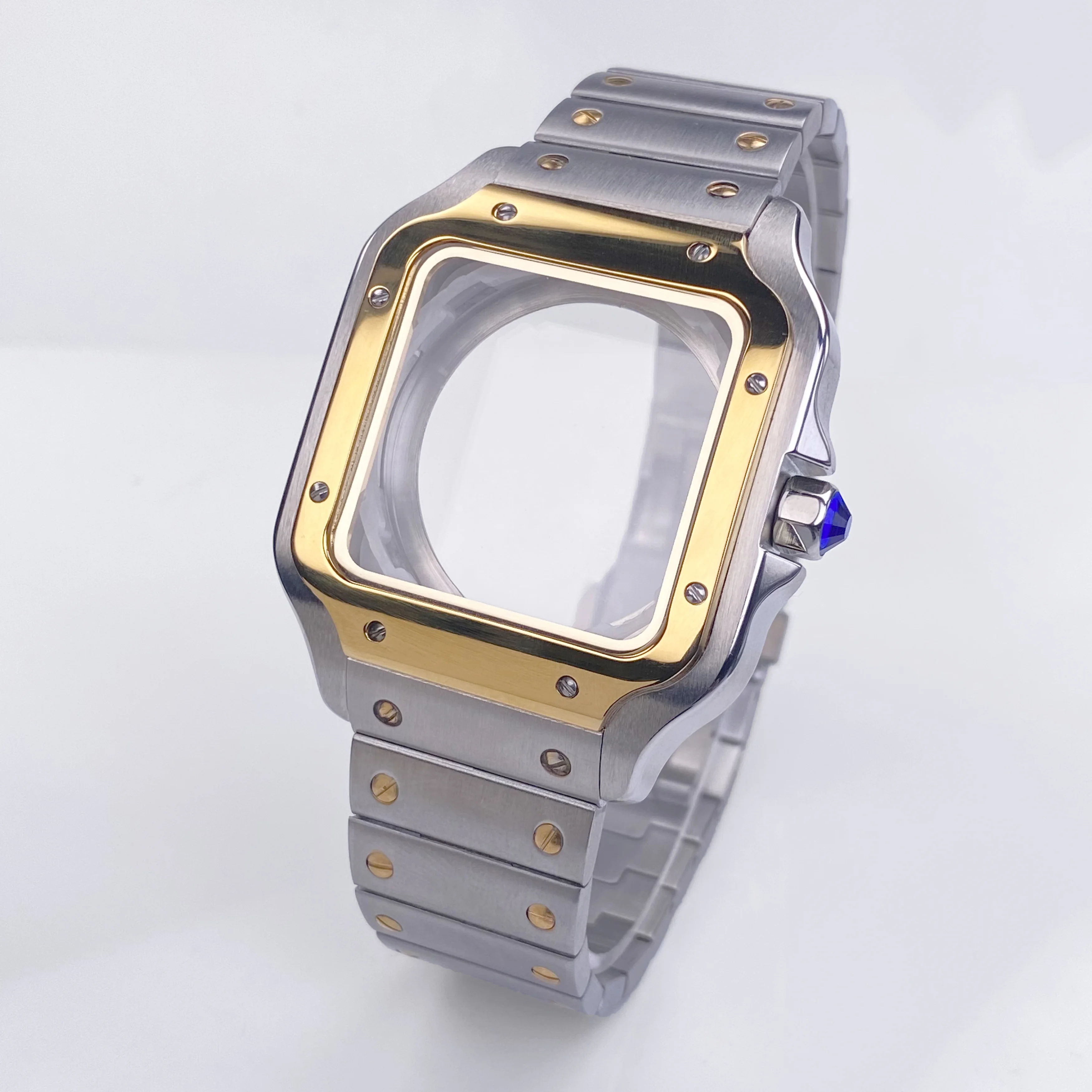 Квадратный корпус часов 38 мм, золото/розовое золото/черный/серебристый для Seiko Mod Santos, модификационные детали, подходят для NH35 NH36, аксессуары для механизмов