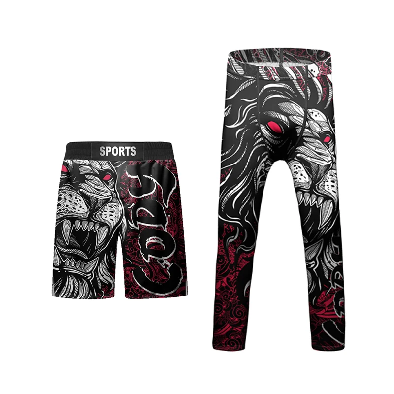 Kid MMA Rashguard Jiu jitsu T-shirt+Pant Sets Bjj Gi Kickboxing Clothing Boys Children Muay Thai Shorts MMA Compression Shirts