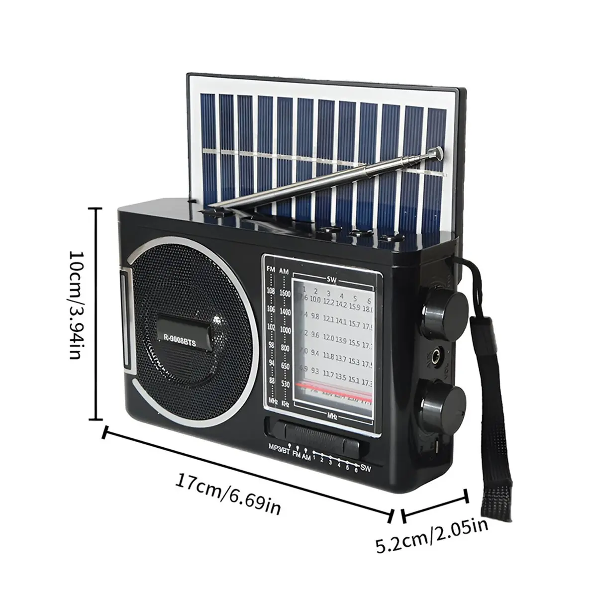 618 Mega Sale 9008BTS Classic Solar Radio, AM/FM Speaker, USB/TF Card Interface, Suitable for Outdoor Activities