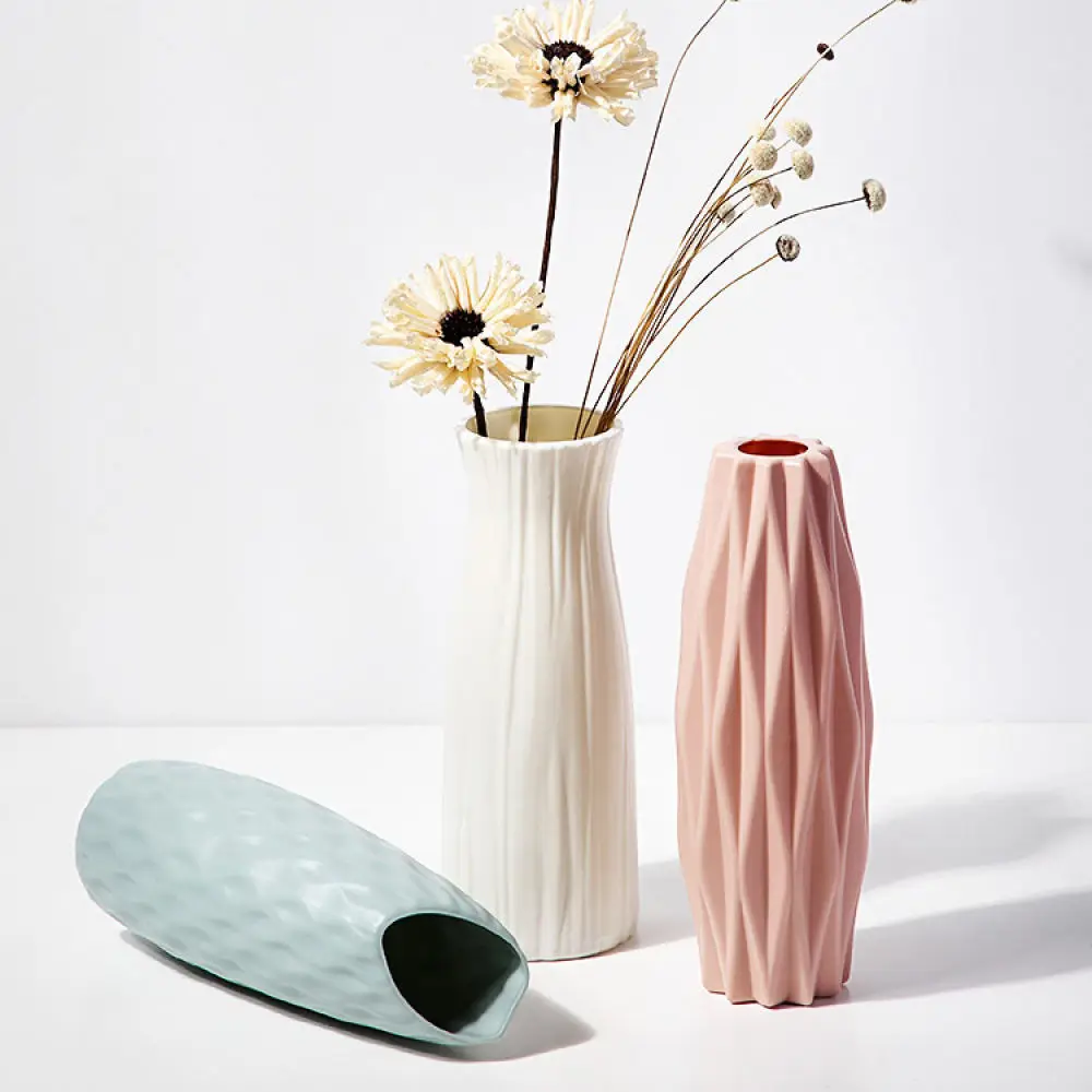 Minimalist Plastic Vase Ceramic Design Decorative Container For Hydroponic Plants Home Office Table Decor