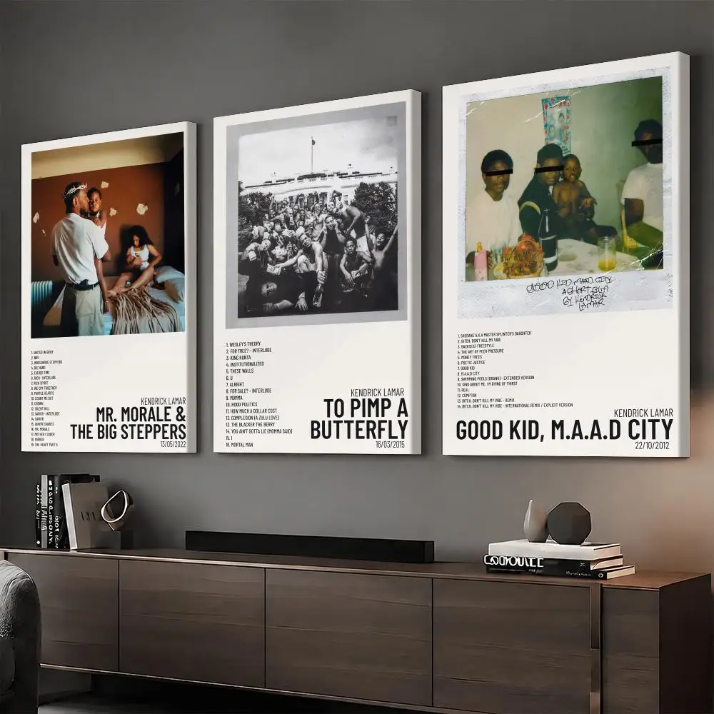 K-Kendrick Lamar Rapper Painting Calligraphy HD Canvas Print Poster Wall Art | Optional Frame | Modern Hallway Decor