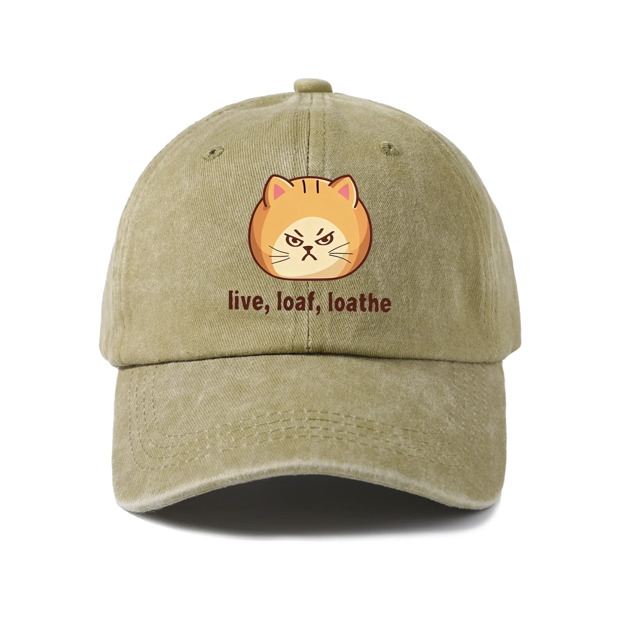 Live, Loaf, Loathe Vintage Washed Baseball Cap, Adjustable Unisex Dad Hat, Everyday Gift