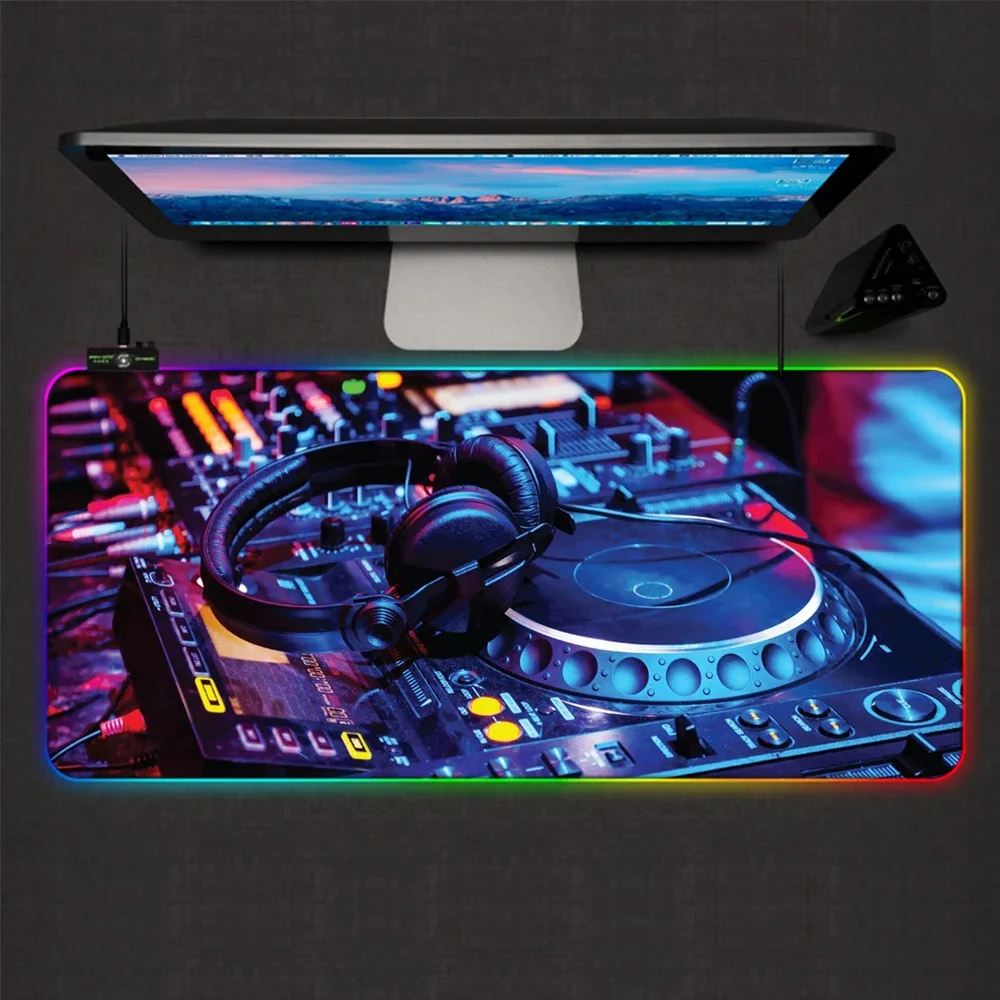 Mairuige Cool DJ Tuning Keyboard Game RGB Mouse Carpet Large Mouse Pad Computer Mousepad LED Backlit Mouse Mat Gaming Mat Setup