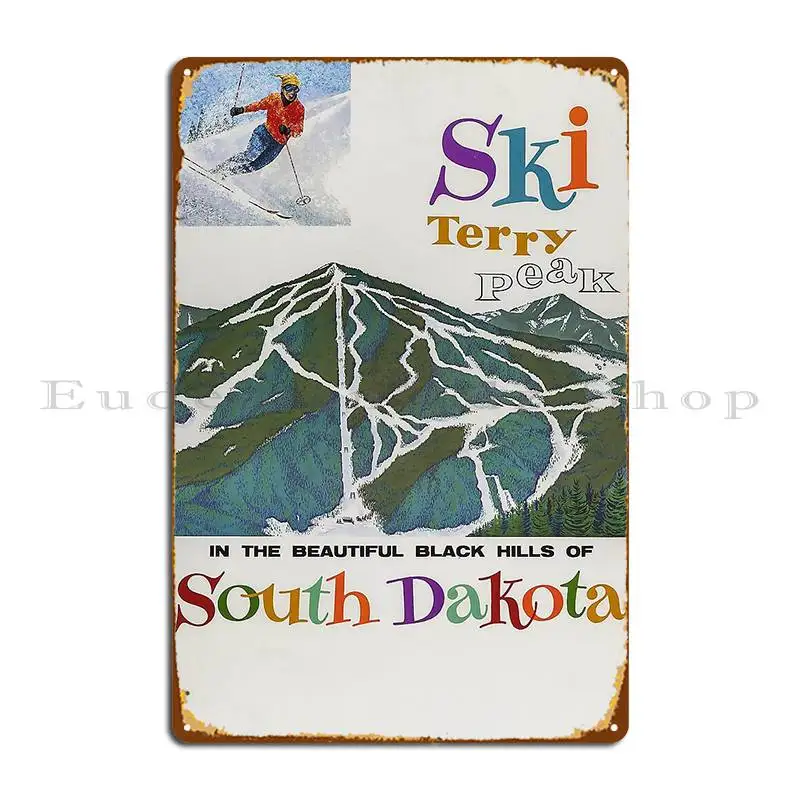 Terry Peak Usa Ski Travel Poster Bokeelee Metal Plaque Poster Bar Cave Club Wall Mural Designer Cave Tin Sign Poster