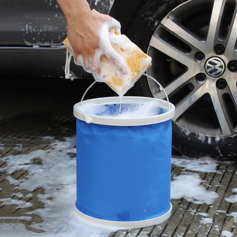 Thickening Portable Folding Bucket Outdoor Camping Fishing Bucket Car Storage Container Car Wash Mop Bucket Cleaning Tools