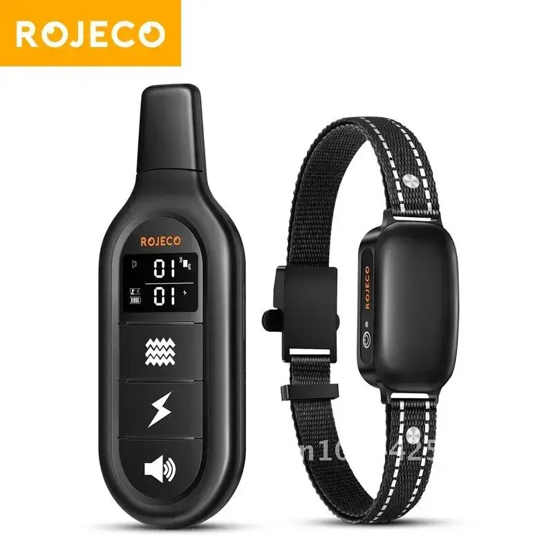 ROJECO Electric Dog Training Collar Digital Rechargeable Remote Control IPX7 Waterproof Vibrator Pet Dog Bark Stop Shock Collar