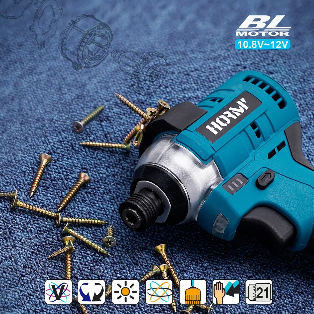 Brushless Electric Screwdriver Drill 120N.m Cordless Variable Speed Impact Drill Driver with Magnetic Suction For Makita Battery