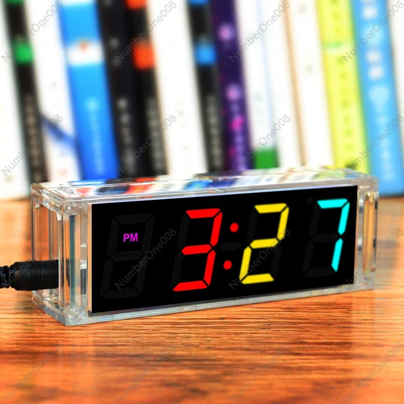 Colorful Digital Clock Kit MCU Color Color-changing LED Alarm Clock Parts DIY Electronic Production Welding Practice