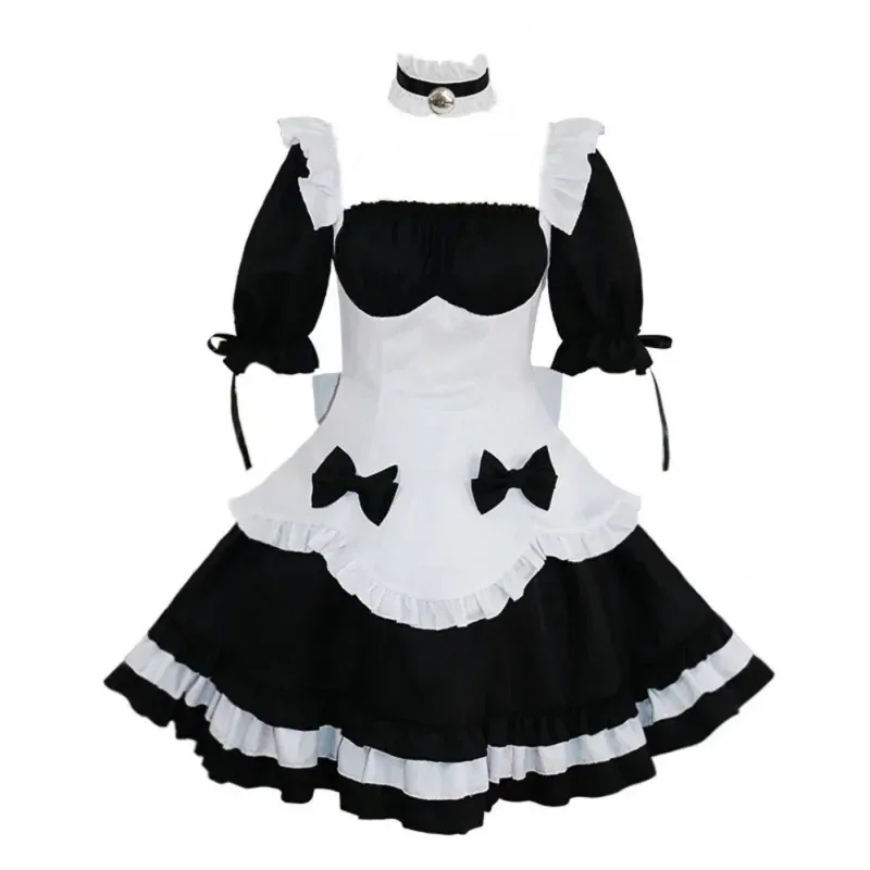 New 2025 Anime French Maid Apron Lolita Fancy Dress Cosplay Costume Furry Cat Ear Gloves Socks Set☆★☆★qq