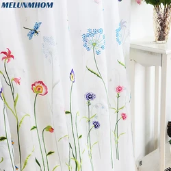 American Embroidered Sheer Curtains for Bedroom Colorful Flowers Tulle Curtains for Living Room the Kitchen Window Curtain Yarn