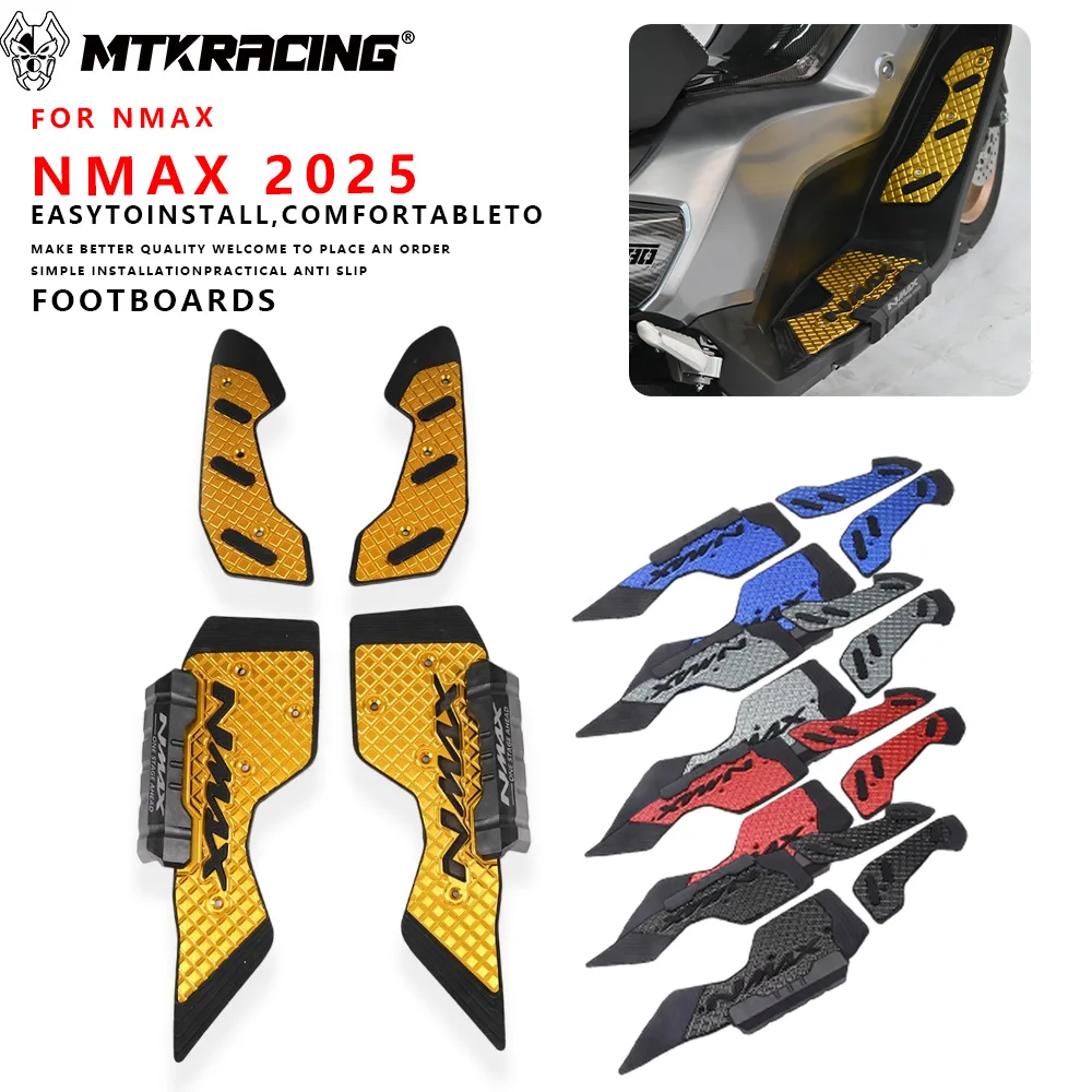 MTKRACING For YAMAHA NMAX 2025 Motorcycle Footpads Front and Rear Pegs Plate Pedal Modified Skid Proof Footrest