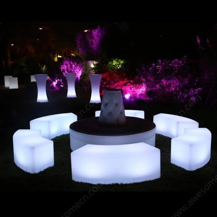 Glow Lighting Long Stool Arc Seat Sectional Sofa Outdoor Party Portable Furniture Post Modern Bench RGB Night Light image 6
