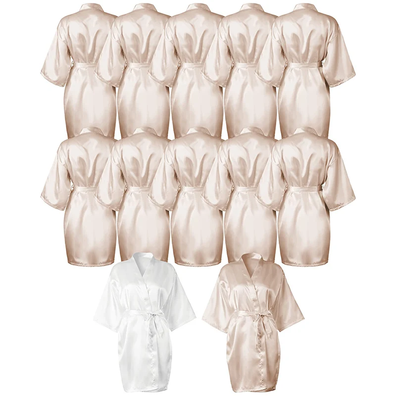 5-18 Stuks Bruiloft Team Bruid Bruidsmeisje Gewaad Kamerjas Satijnen Kimono Badjas Voor Vrouwen Bruids Douche Vrijgezellenfeest