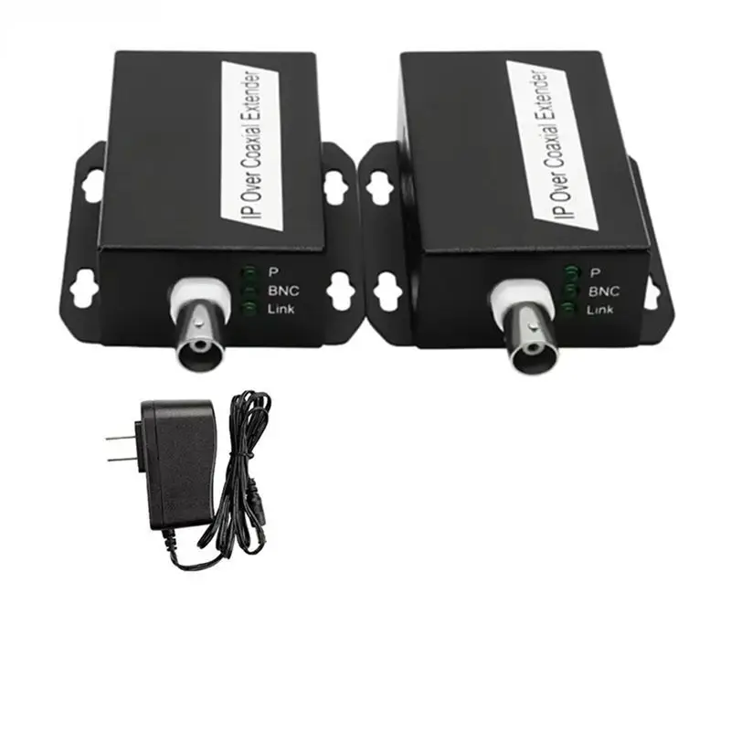 A23F-1Pair Ethernet IP Extender Over Coax HD Network Kit Eoc Coaxial Cable Transmission Extender US PLUG