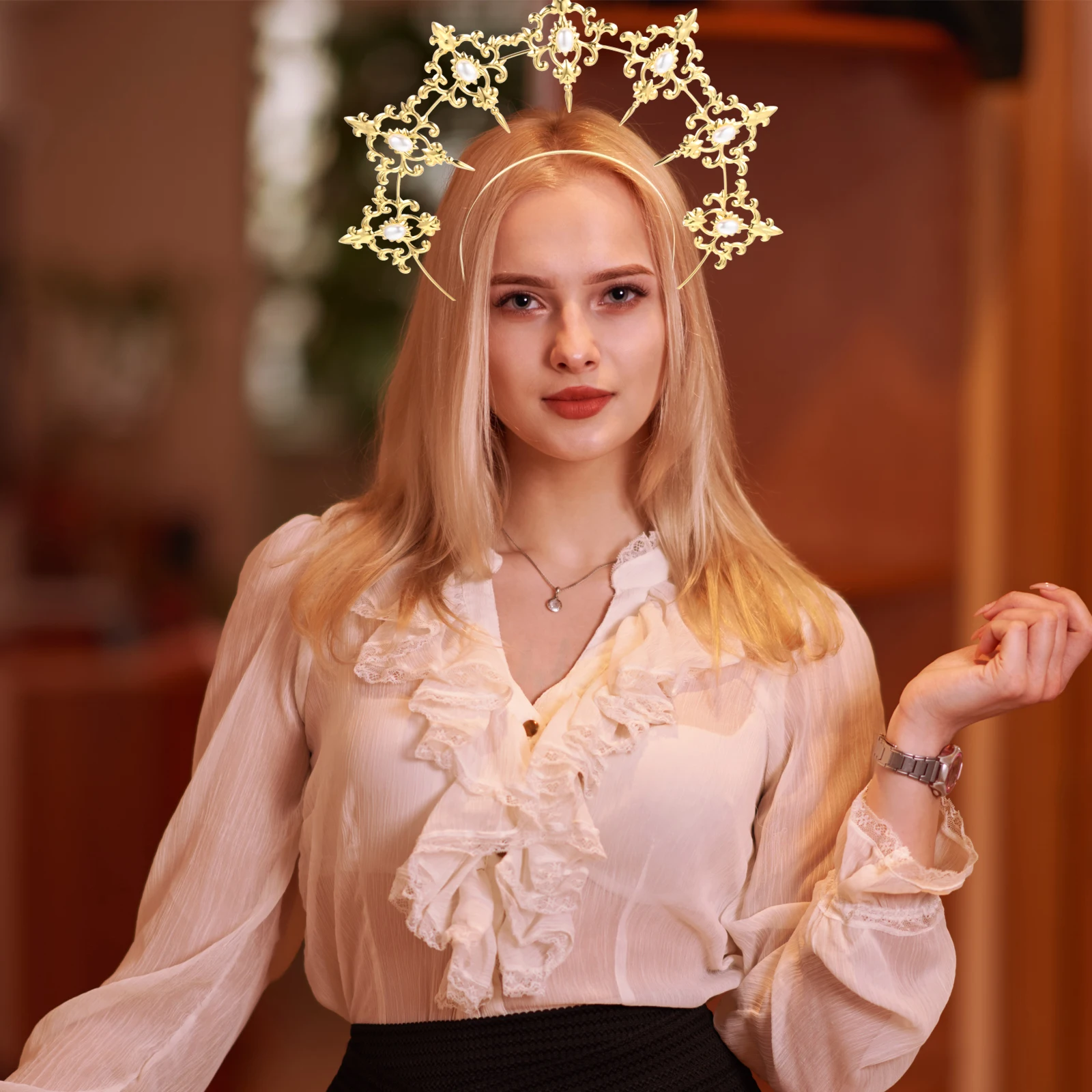 

Golden Hairb Retro Bridal Headpiece Wedding Decorative Hair Decor Party Accessories Iron Decorative Hair Styling Tool