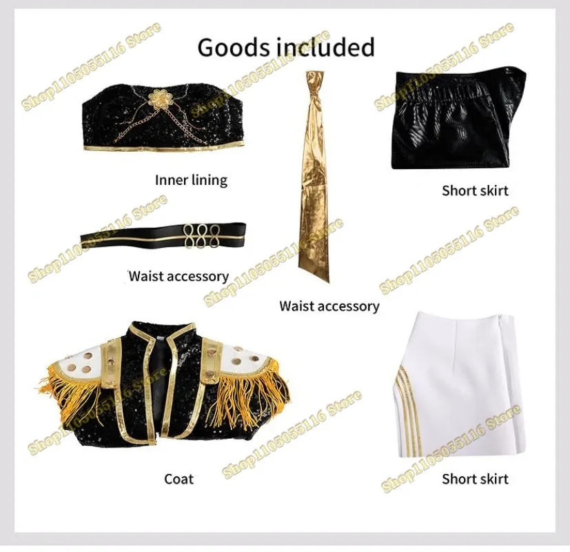 2025 Huntrix Kpop Demon Hunters Mira Cosplay Costume Wig Gold Stage Rumi Zoey Performance Costume Uniform Shiny Roleplay Outfit
