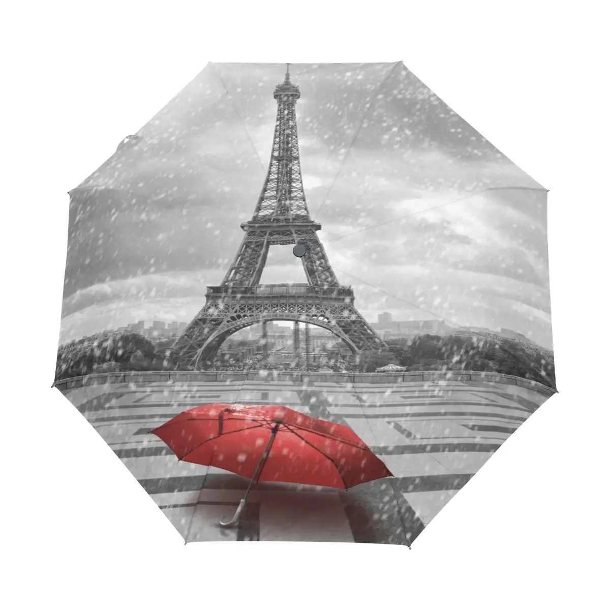 Eiffel Tower Paris Travel Umbrellas Famous Buildings Folding Rain Umbrella Windproof Compact Lightweight for Adults Women Girls