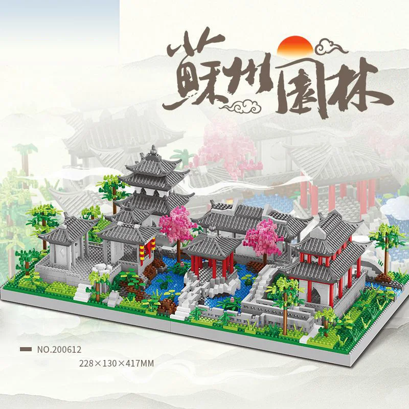 

Famous Chinese Classical Gardens of Suzhou Architecture Micro Diamond Block China Building Brick Toys Nanobricks Assemble Model