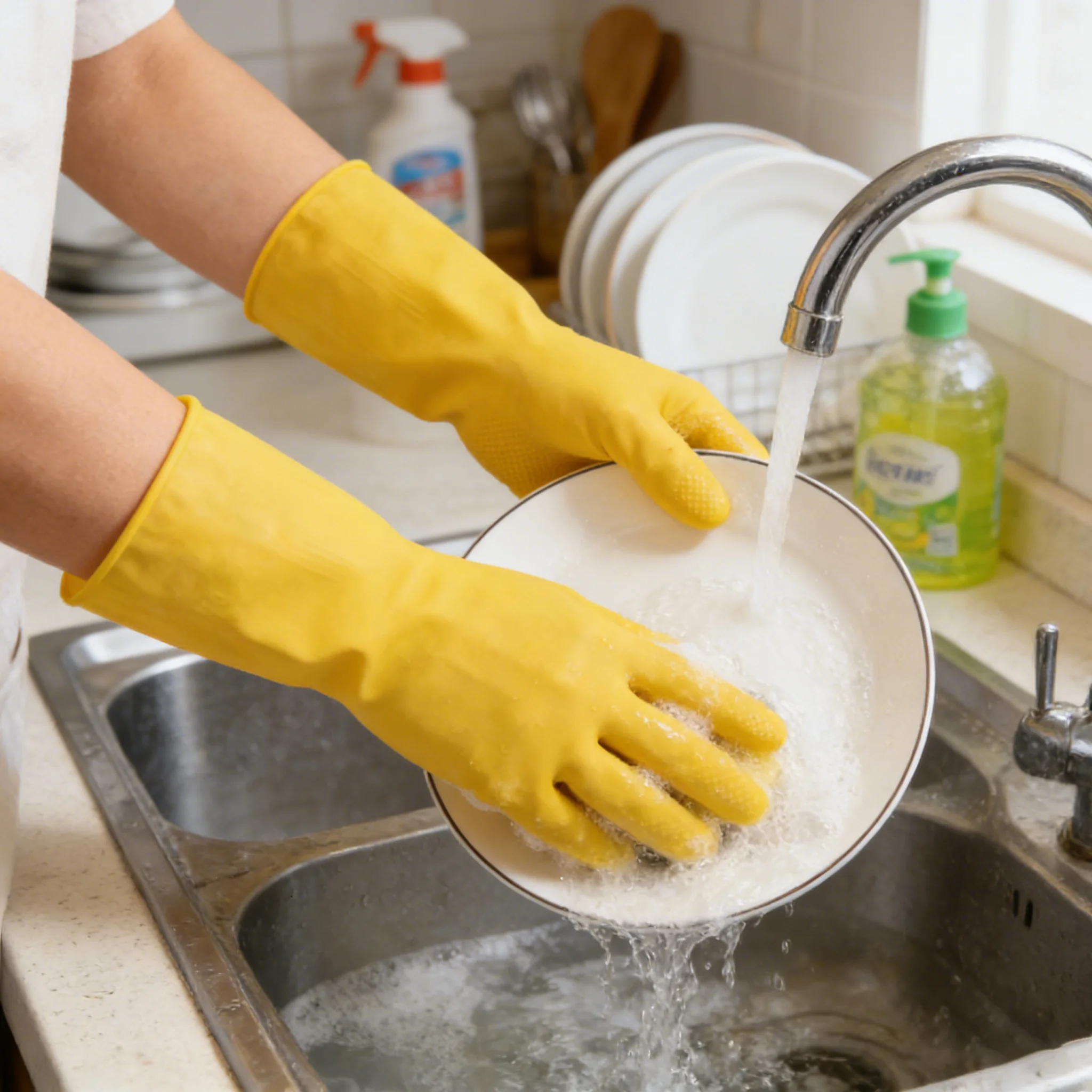

1-10PCS Latex Gloves Housework Resistant to Deformation Home Kitchen Thickened Resistant Latex Gloves Dishwashing and Laundry