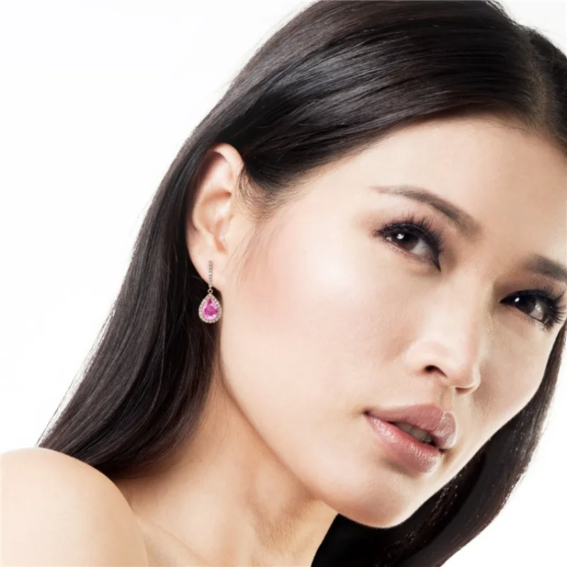 Daisini – boucles d'oreilles goutte d'eau en argent Sterling 925, avec cristaux Swarovski roses, breloque éblouissante exquise pour femmes, bijoux porte-bonheur, cadeaux