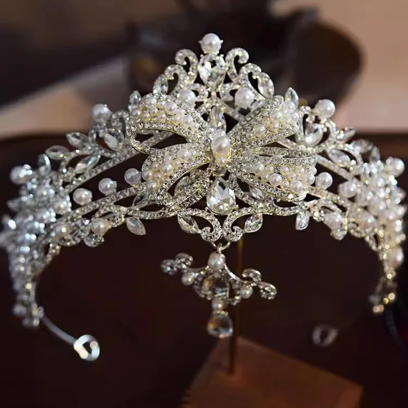 Conjunto de corona de cristal para boda, tiara de fiesta nupcial, accesorios para el cabello, pendientes de corona para mujer, nuevo