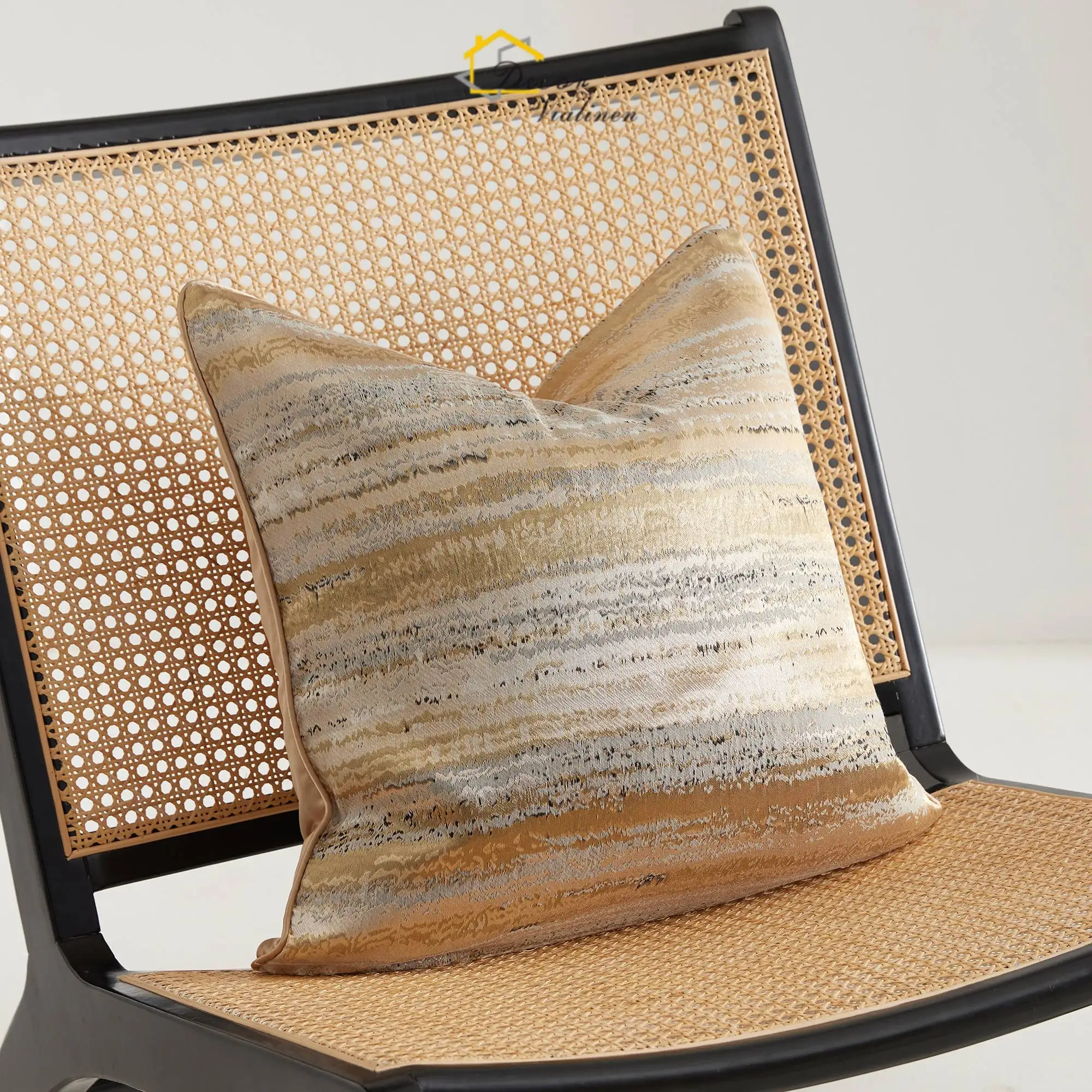 

Luxury Gold Jacquard Pillow Cover - 1PC Decorative Throw Cushion Case No Insert - Elegant Sofa Bedroom Decor - 18x18 20x20 Inch