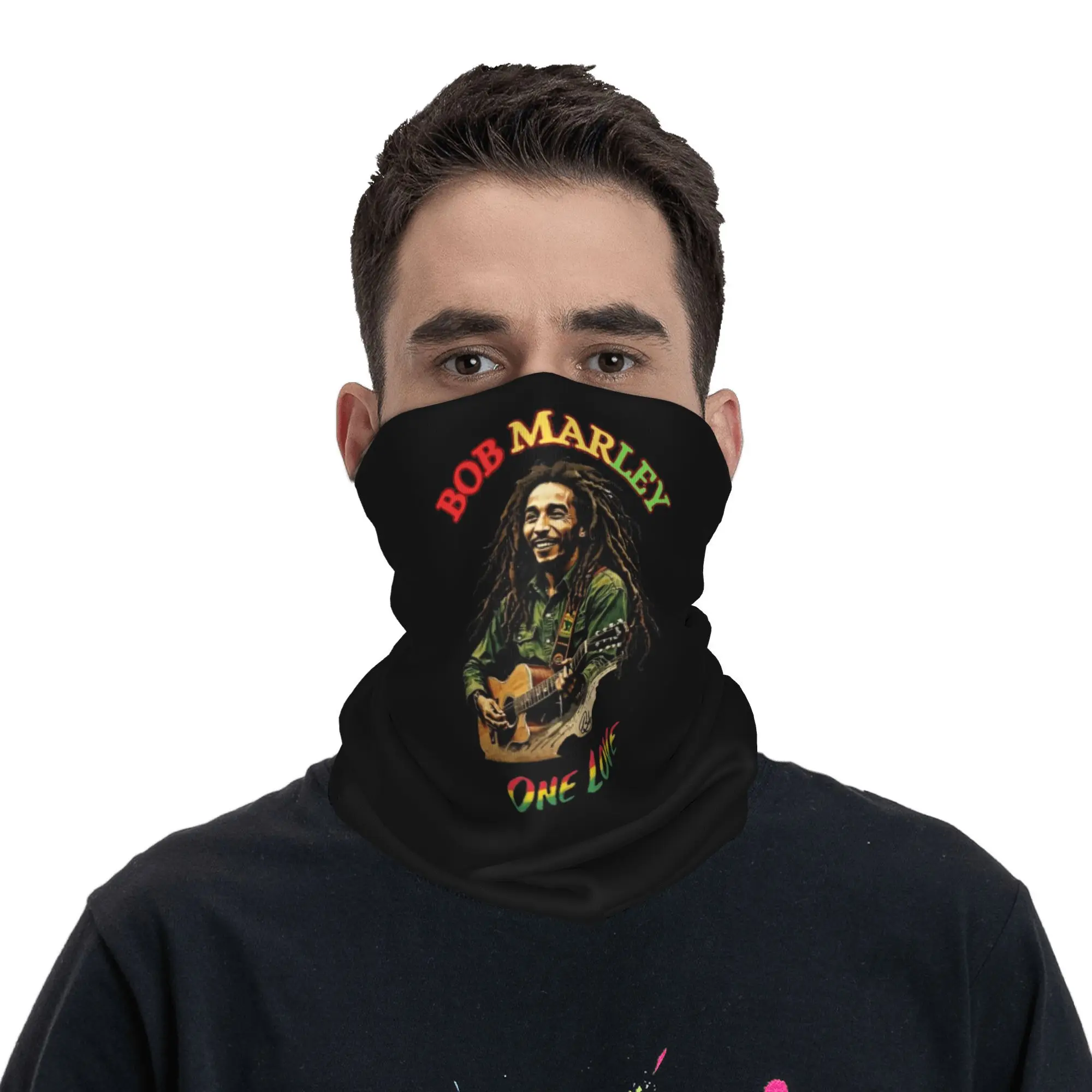 Bob Marley Reggae Bandana Capa de Pescoço Estampado Envoltório Cachecol Multiuso Máscara Facial Equitação Unissex Adulto Inverno