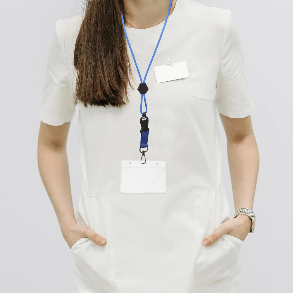 

2pcs Id Card Lanyard Heavy Duty Breakaway Neck Strap Quick Release Buckle Metal Clip For Keys Badges Teachers Adjustable