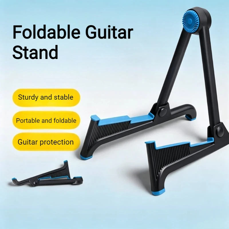 

Floor-standing Foldable Guitar Stand Light Portable Non-slip Stable A-shape Guitar Hanger Durable Musical Instrument Accessories