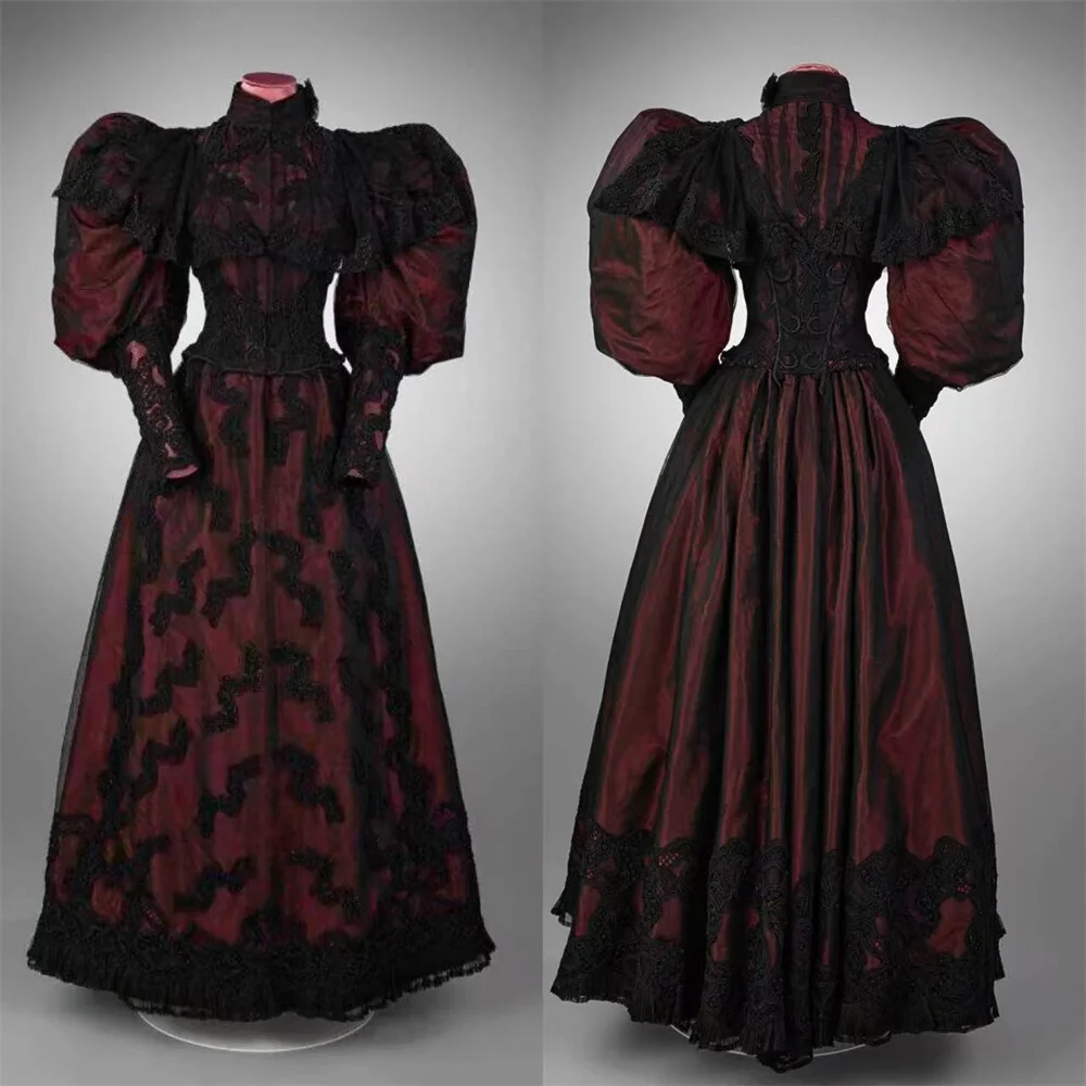 

1889s Steampunk Victorian Gothic Bustle Afternoon Dress Historical Renaissance Edwardian Ball Gown