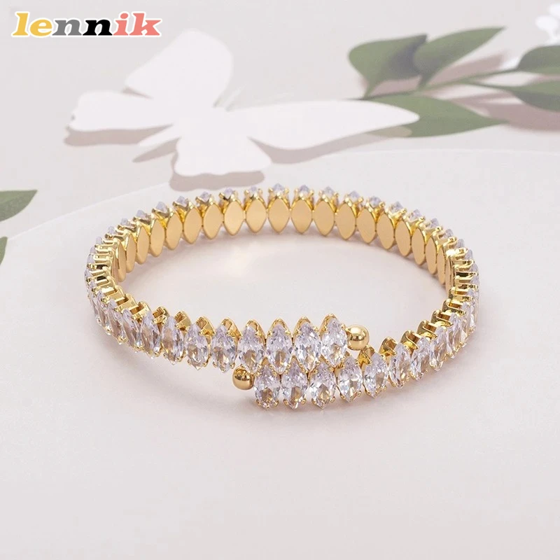 Modern CZ Adjustable Bracelet, One-Size-Fits-Most Circular Cuff, Secure Openable Closure, Effortlessly Elegant Gift for Her