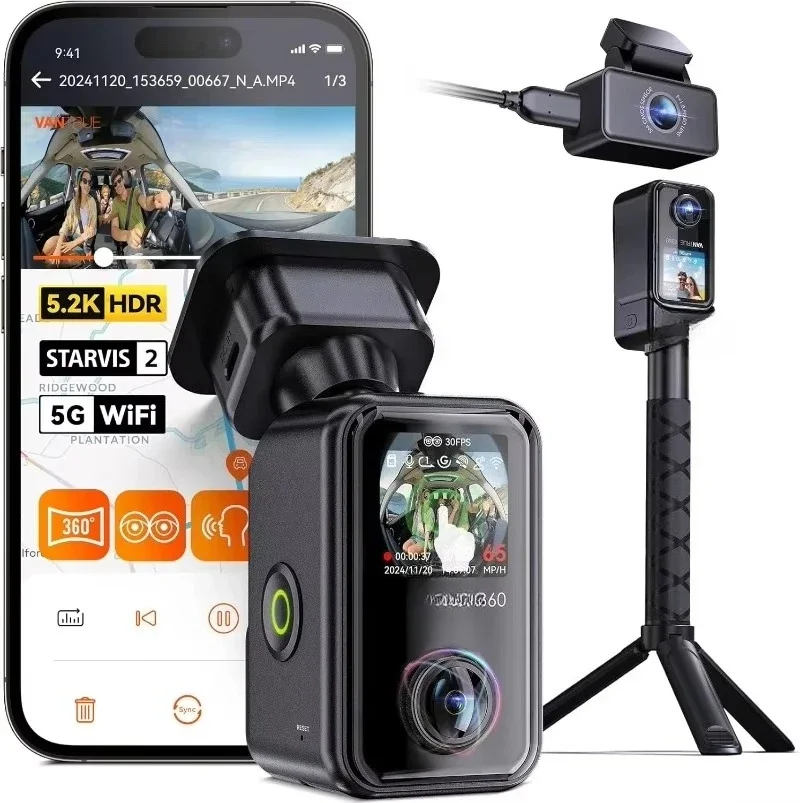 

Hot Products.E360 ACE 5.2K 360° Panoramic WiFi Dash Cam, Handheld Action Camera, STARVIS 2, HDR, IR Night Vision,