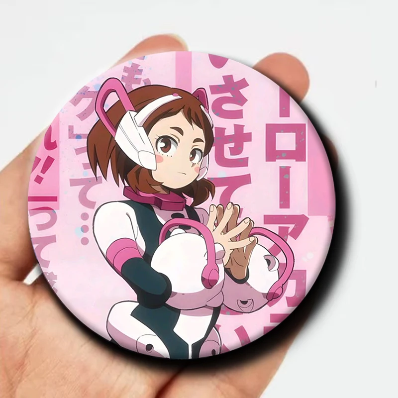58 مللي متر شخصية كرتونية Ochaco Uraraka لينة زر دبوس بطل أنيمي بروش شارة الإبداعية لحقيبة الظهر الملابس الديكور هدية