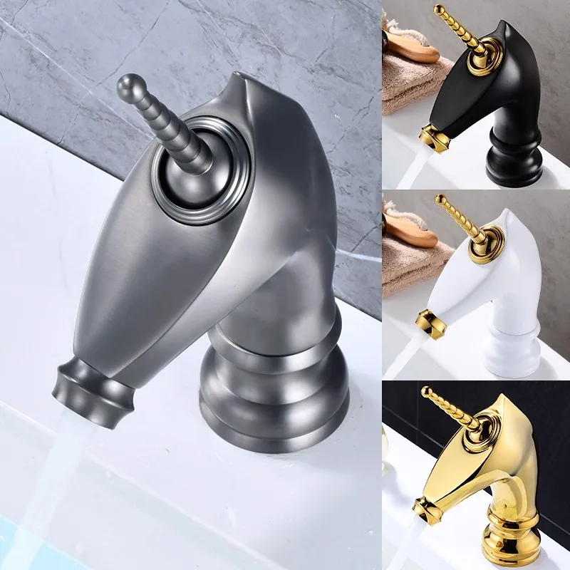 

Golden unicorn Faucets Bathroom Crystal body icorne Basin Mixer Tap Noble Gorgeous Swivel Basin Sink Faucet